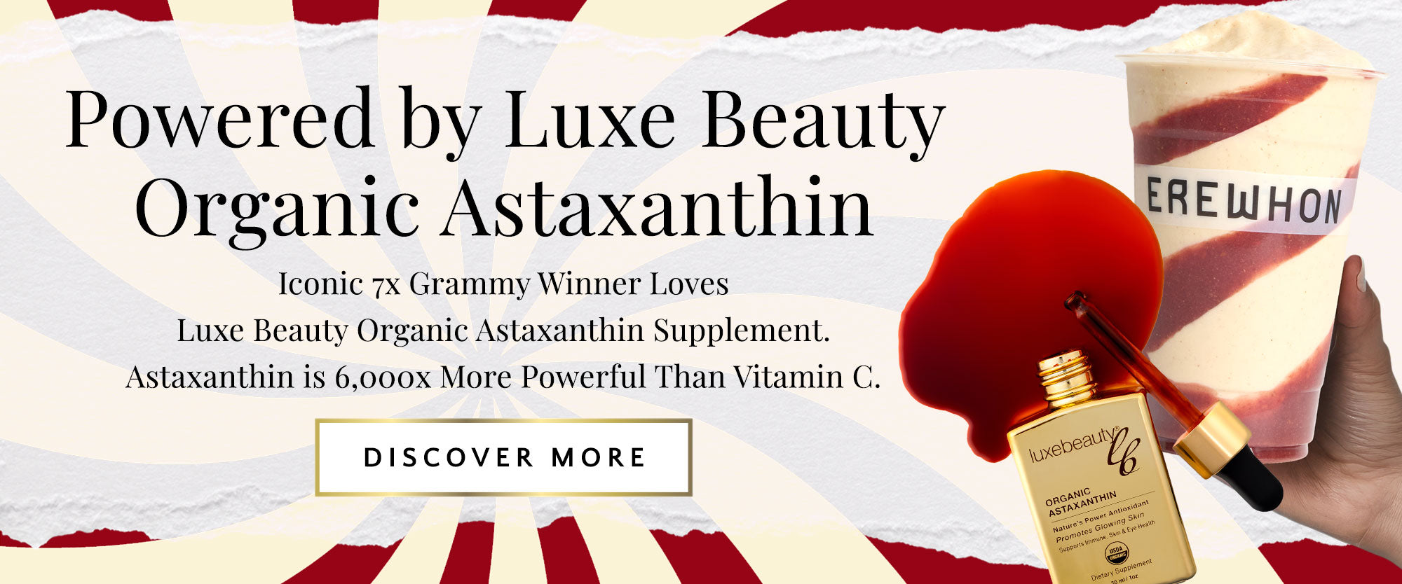 Christina Aguilera’s Favorite Things Smoothie at Erewhon, powered by Luxe Beauty organic astaxanthin supplement.