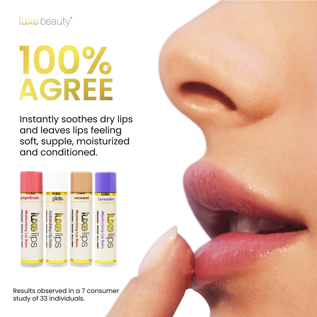 Beeswax Free, Nut Free Lip Balm - Luxe Lips -Lavender