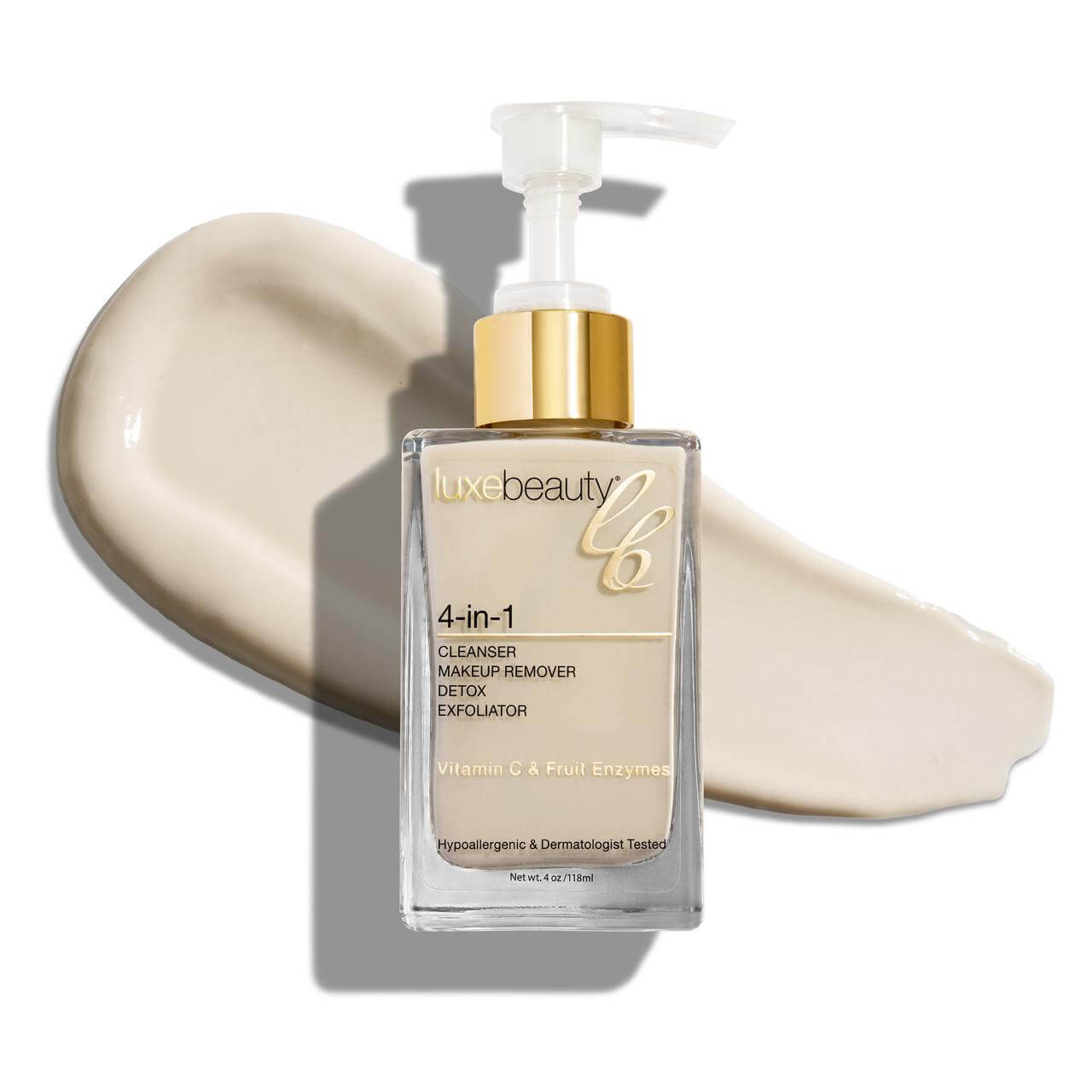bottle of luxe beauty 4-in-1 cleanser makeup remover