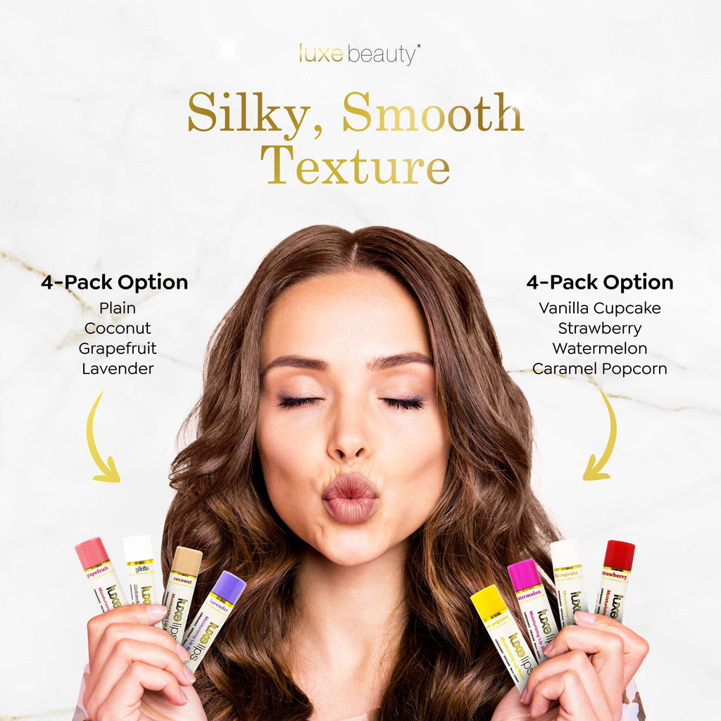 Luxe Lips 4 Pack - Grapefruit, Plain, Coconut & Lavender Scented