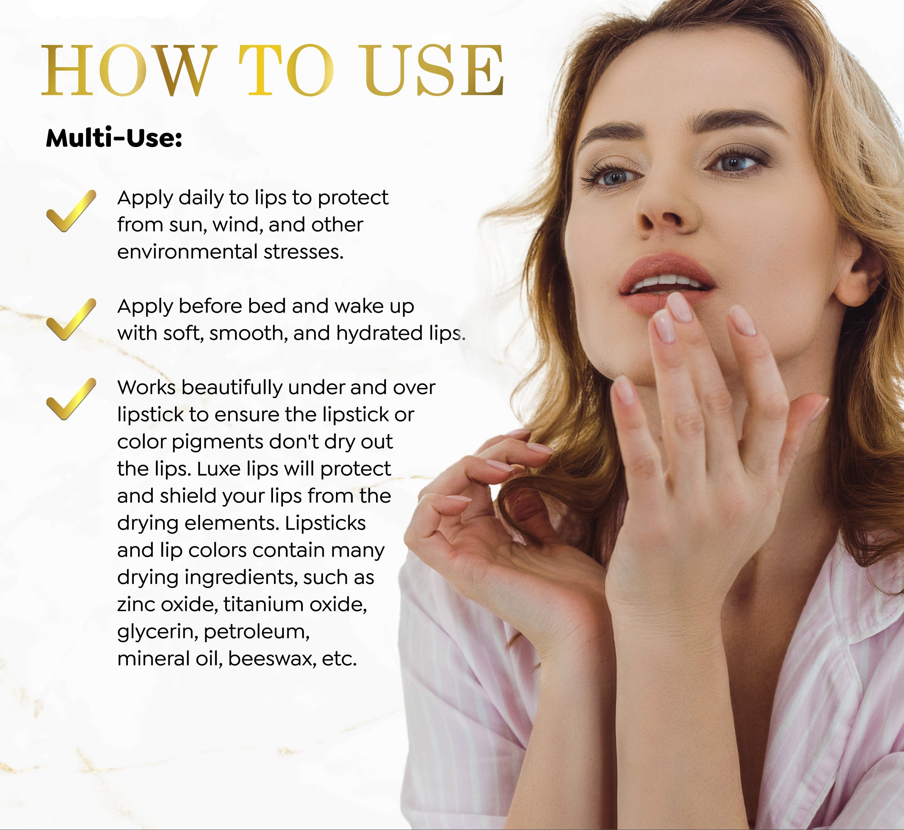 Luxe Lips - Moisturizing Beeswax-Free Lip Balm - Plain