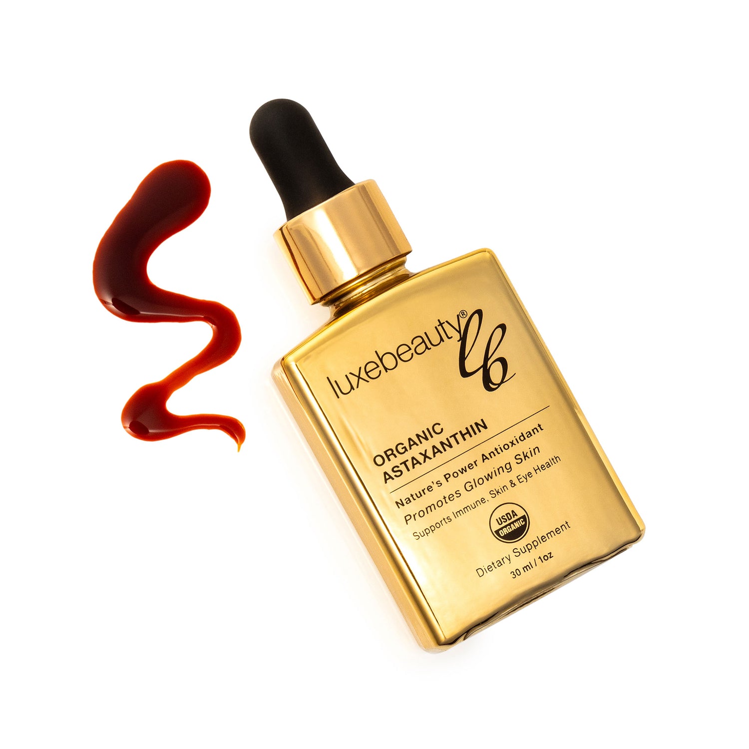 Gold bottle in Christina Aguilera’s Erewhon smoothie – Luxe Beauty Organic Astaxanthin