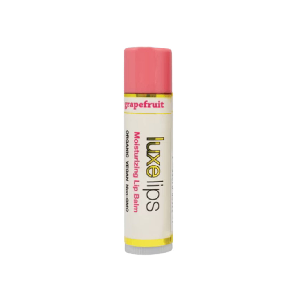 Luxe Lips Grapefruit lip balm on a white background