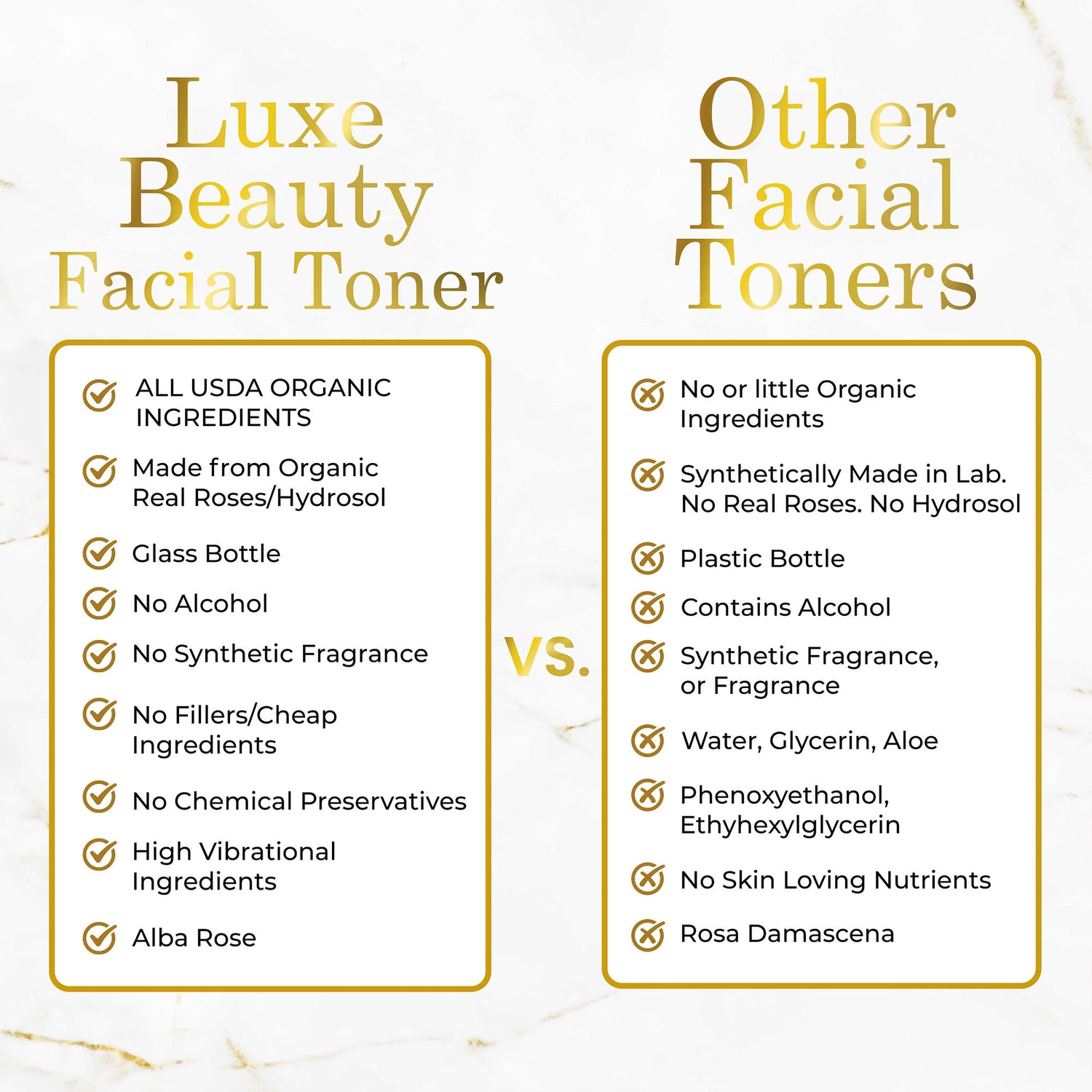 Comparison chart between Luxe Beauty Facial Toner and other facial toners on a white background.