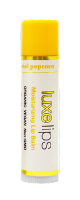 Beeswax Free, Nut Free Lip Balm- Luxe Lips Caramel Popcorn